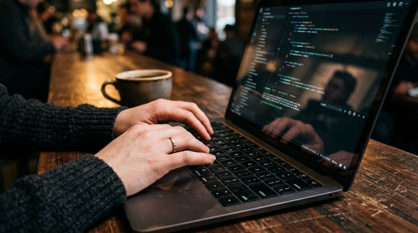 A close-up photo of a person's hands typing on a laptop keyboard representing solo problem-solving.
