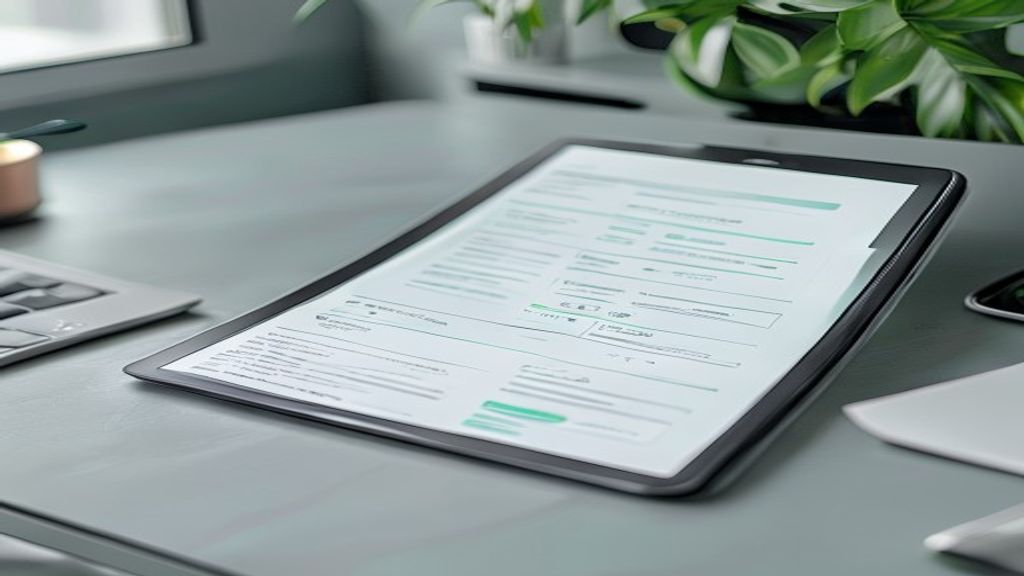 A professional resume folder and a tablet showing a checklist with green checkmarks.
