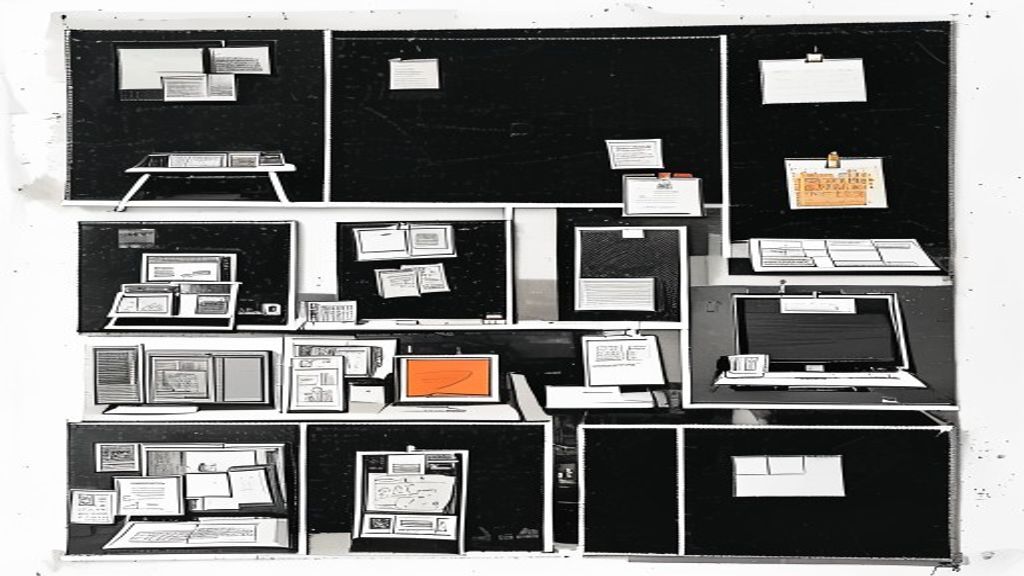 Storyboard panels pinned to a board in a production studio.