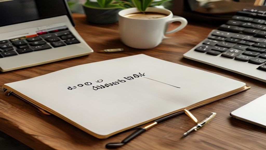Workspace featuring an open financial planner notebook showing a "$10,000 Savings Goal" title.