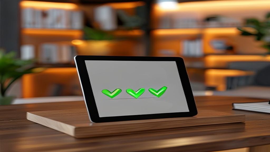 Tablet on desk showing high ratings and checkmarks representing trusted survey platforms.