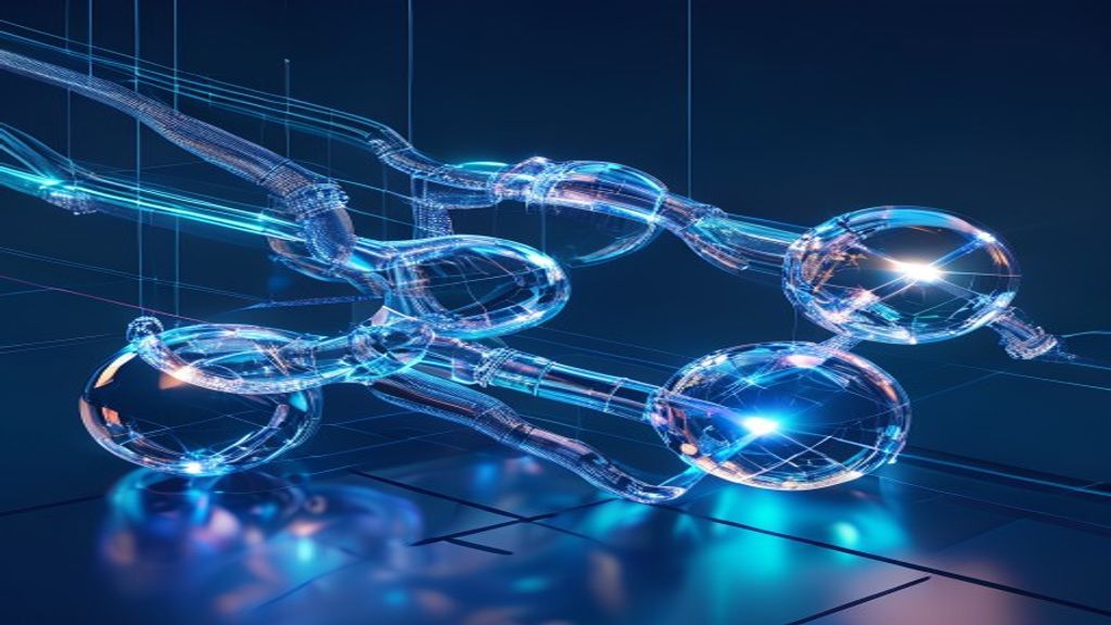 Abstract 3D render of glowing digital streams flowing into three crystal spheres representing safety, growth, and lifestyle